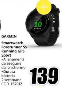 MediaWorld Garmin Smartwatch Forerunner 55 Running GPS Sport offerta