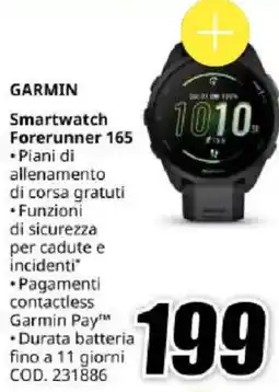 MediaWorld Garmin Smartwatch Forerunner 165 offerta
