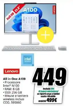 MediaWorld Lenovo All in One A100 offerta