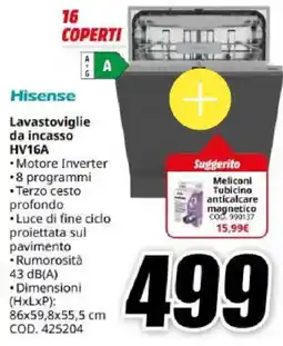 MediaWorld Hisense Lavastoviglie da incasso HV16A offerta