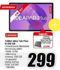 MediaWorld Lenovo Tablet Idea Tab Plus offerta
