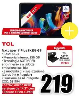 MediaWorld TCL Nxtpaper 11Plus offerta