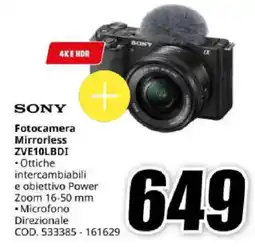 MediaWorld Sony Fotocamera Mirrorless ZVE10LBDI offerta