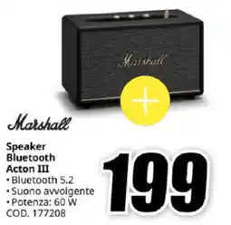 MediaWorld Marshall Speaker Bluetooth Acton III offerta