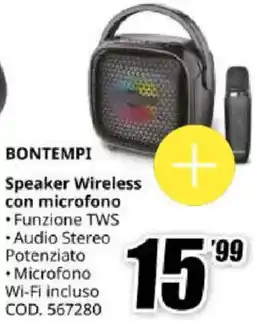 MediaWorld Bontempi Speaker Wireless con microfono offerta