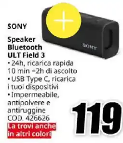 MediaWorld Sony speaker bluetooth ult field 3 offerta