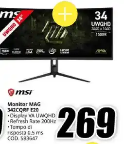 MediaWorld Monitor MAG 342CQRF E20 offerta