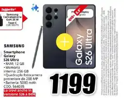 MediaWorld Samsung Smartphone Galaxy S26 Ultra offerta