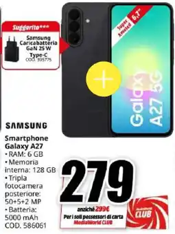 MediaWorld Samsung Smartphone Galaxy A27 offerta