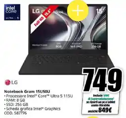 MediaWorld LG Notebook Gram 15U50U offerta