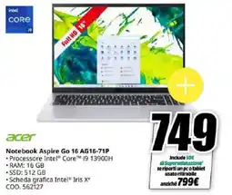 MediaWorld Acer Notebook Aspire Go 16 offerta