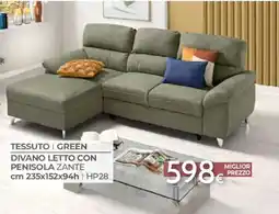 Mondo Convenienza Tessuto | Green Divano Letto con Penisola Zante offerta