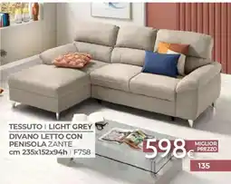 Mondo Convenienza Tessuto | Light Grey Divano Letto con Penisola Zante offerta