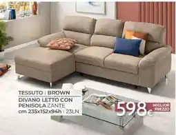 Mondo Convenienza Tessuto | Brown Divano Letto con Penisola Zante offerta