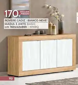 Mondo Convenienza Madia 3 ante basic Rovere Cadiz Bianco Neve² offerta