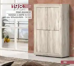 Mondo Convenienza PINO BIANCO2 MADIA 4 ANTE BASIC cm 101x42x161h | 9CBB offerta