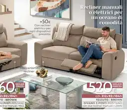 Mondo Convenienza Divano 3 posti positano con due recliner manuali offerta