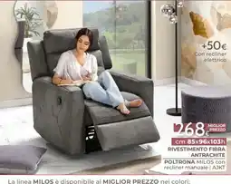 Mondo Convenienza Poltrona Miros con recliner manuale offerta