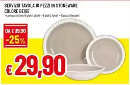 Famila Servizio tavola 18 pezzi in stoneware colore beige offerta
