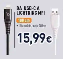 Unieuro Cavo da USB-C a Lightning MFI offerta