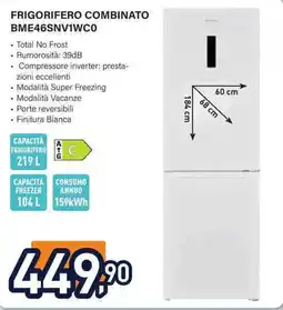 Unieuro Frigorifero combinato BME46SNV1WC0 offerta