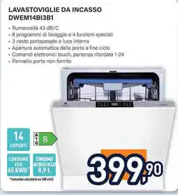 Unieuro Lavastoviglie da incasso DWEM14BI3B1 offerta
