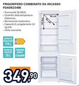 Unieuro Frigorifero combinato da incasso FDADE234BI offerta
