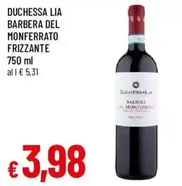 Famila Duchessa lia Barbera del Monferrato frizzante offerta