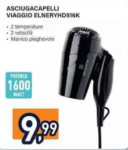 Unieuro Asciugacapelli viaggio Elnery offerta