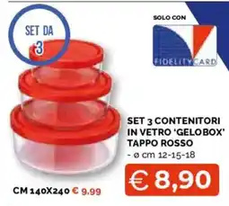 Mercatò Big Set 3 contenitori in vetro 'Gelobox' tappo rosso offerta