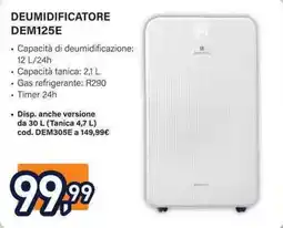 Unieuro Deumidificatore Dem125e offerta