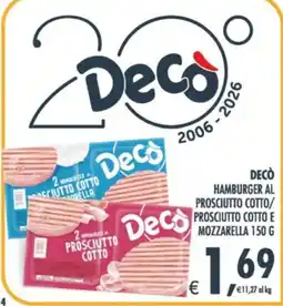 Deco Supermercati Decò hamburger al prosciutto cotto offerta