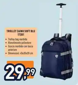 Unieuro Trolley zaino soft blu offerta