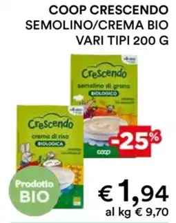 In Coop Crescendo semolino/crema bio offerta