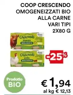 In Coop Coop Crescendo omogeneizzati bio alla carne offerta