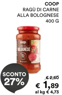 In Coop Ragù di carne alla bolognese Coop offerta