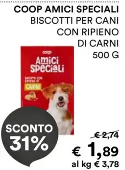 In Coop Amici Speciali biscotti per cani con ripieno di carni offerta