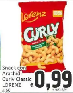 Paghi Poco Snack con Arachidi Curly Classic Lorenz offerta