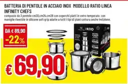 Galassia superstore Batteria di pentole in acciaio inox modello Ratio linea Infinity Chefs offerta
