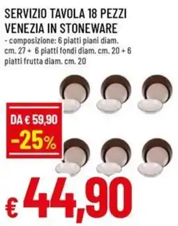 Galassia superstore Servizio tavola Venezia in stoneware offerta