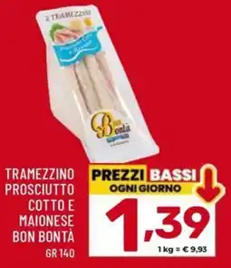 Il Centesimo Tramezzino prosciutto cotto e maionese Bon Bontà offerta