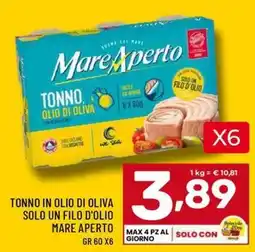 Il Centesimo Tonno in olio di oliva Mare Aperto offerta