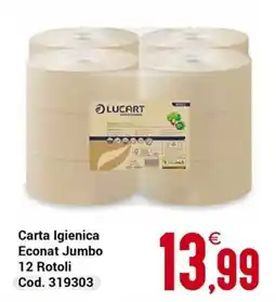 Centro Cash Carta Igienica Econat Jumbo offerta