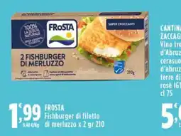 Rossotono Carrefour Frosta Fishburger di filetto di merluzzo offerta