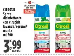 Rossotono Carrefour Citrosil Spray disinfettante con virucida lavanda/agrumi/menta offerta