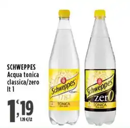 Rossotono Carrefour Schweppes Acqua tonica classica/zero offerta