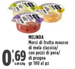Rossotono Carrefour Melinda mors di frutta mousse offerta