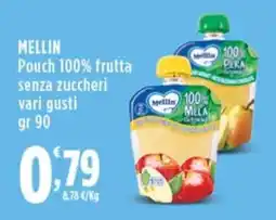 Rossotono Carrefour Mellin Pouch 100% frutta senza zuccheri offerta