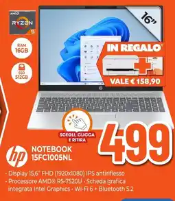Expert Di Lella hp NOTEBOOK 15FC1005NL offerta