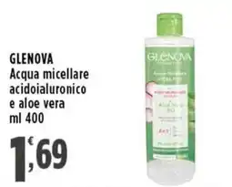 Rossotono Carrefour Glenova acqua micellare acidoialuronico e aloe vera offerta